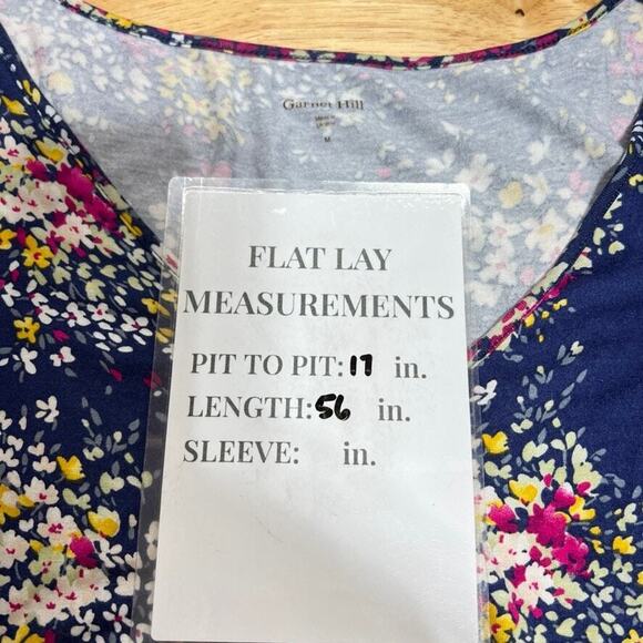 Garnet Hill Navy Blue Floral Maxi Dress With Tiered Hem V Neck Women's M - Picture 7 of 7